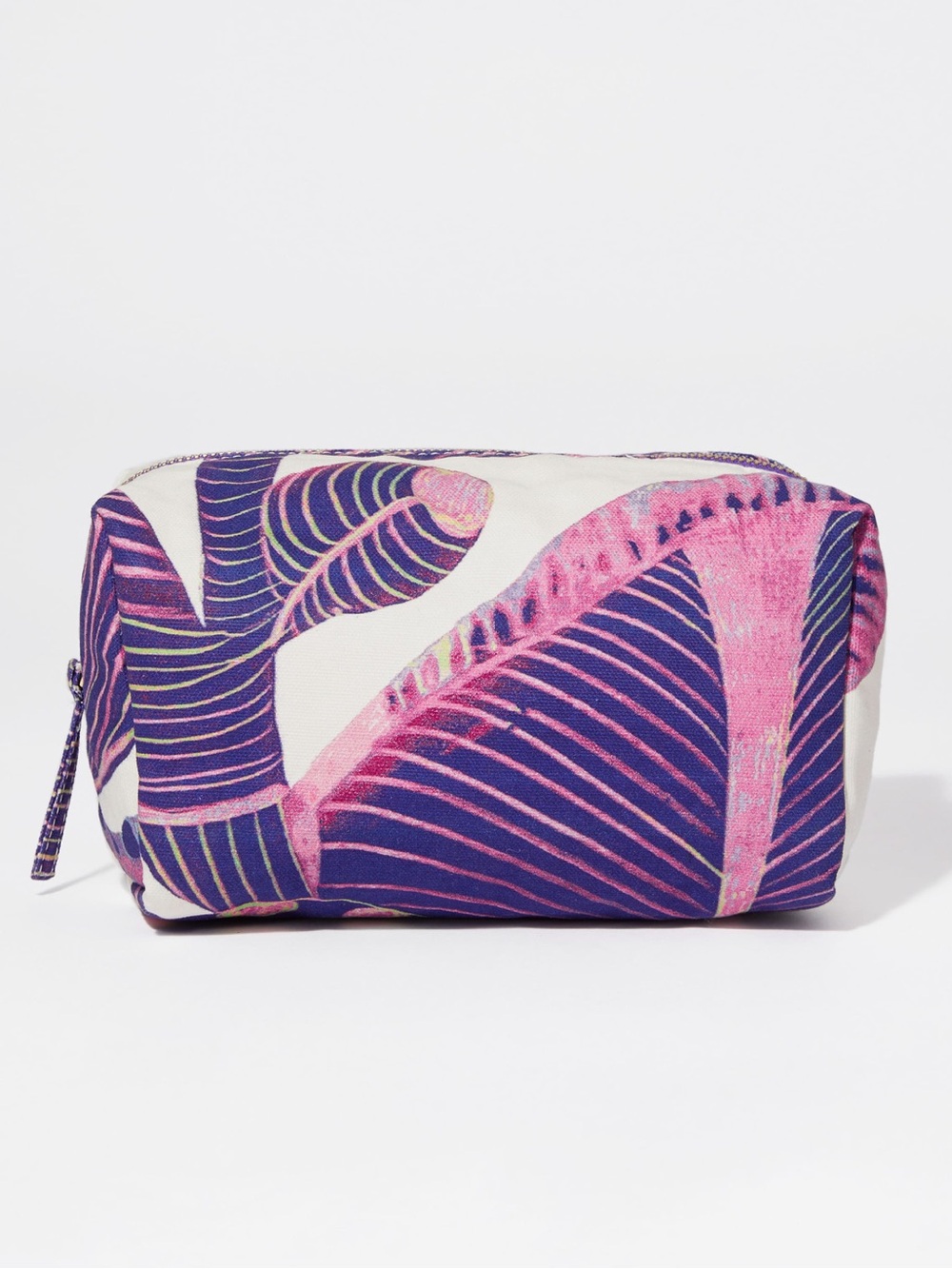 & Other Stories Tropical Leaf Cotton Canvas Toiletry Cosmetic Bag